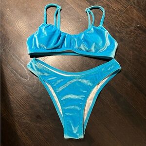 Cupshe blue velvet bikini